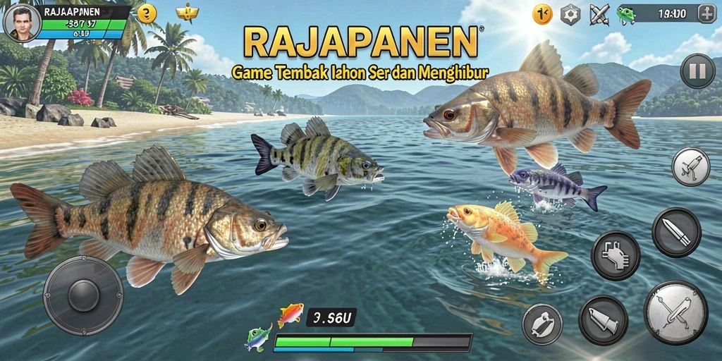 Tampilan gameplay menarik dari RAJAPANEN saat menangkap ikan.