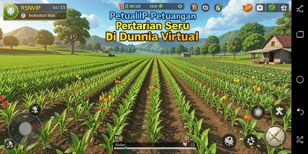 Screenshot gameplay RSNVIP menampilkan aktivitas bertani yang seru.