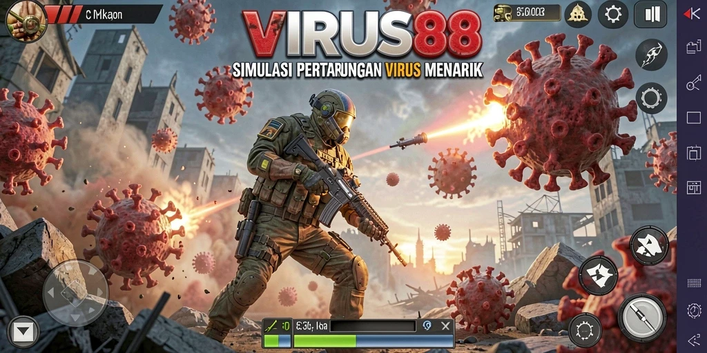 Tampilan gameplay VIRUS88 yang penuh aksi dan strategi.